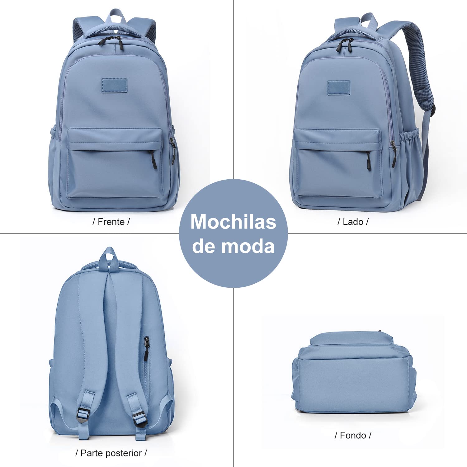RFID Mochilas para Estudiantes, Mochila de Viaje, Mochila Impermeable, Mochila para Laptop Mochila Portatil de14 Pulgadas, Gran Capacidad, Mochila Casual para Mujeres y Hombres (Azul)